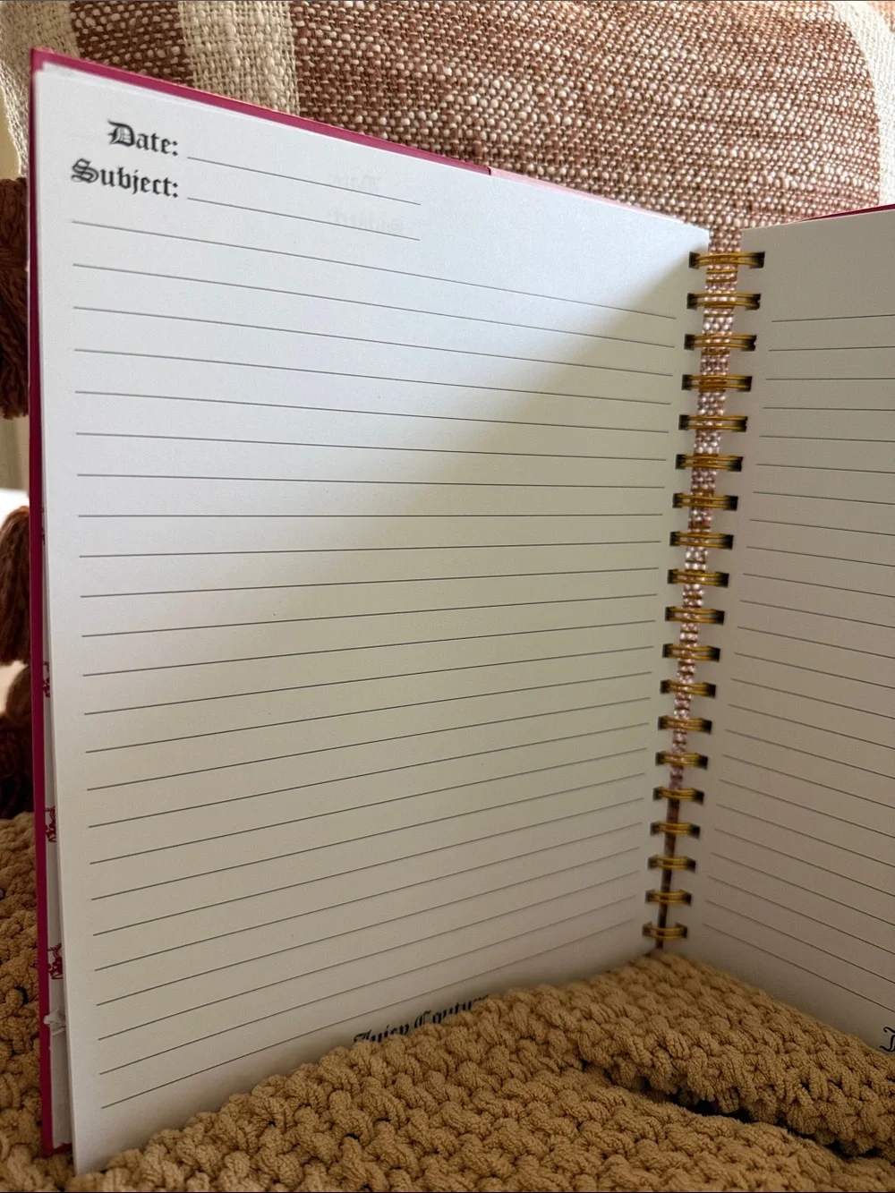 Juicy Couture Pink/Gold Signature Journal with Crown 👑 Gold Pen - New!